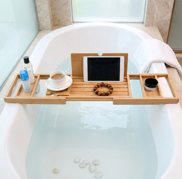 Expandable Wooden Bathtub Tray