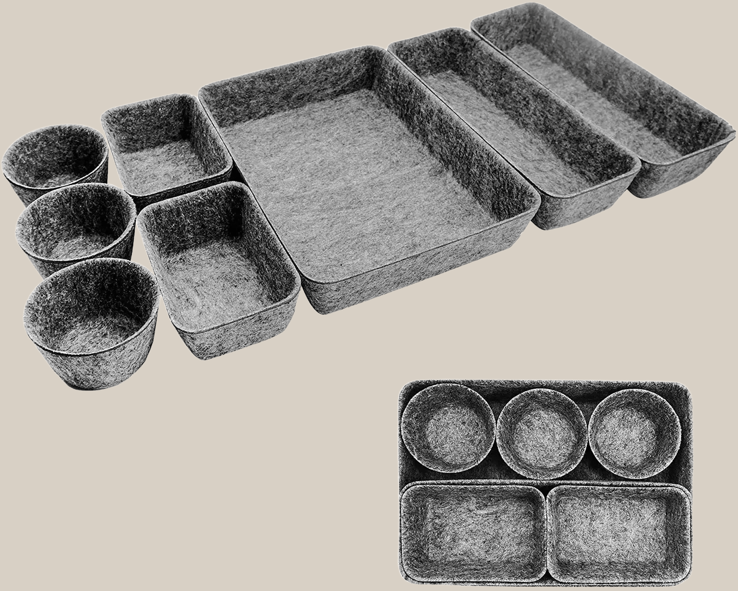 Felt Drawer Organizer Bins